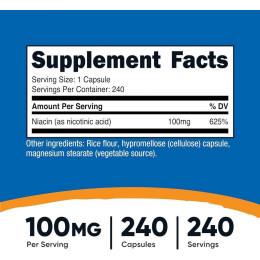 Ніацин Nutricost Niacin, 100 mg, 240 Capsules