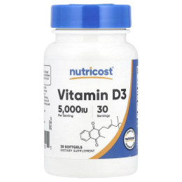Витамин Д3 Nutricost Vitamin D3 125 мкг 30 капсул Nutricost