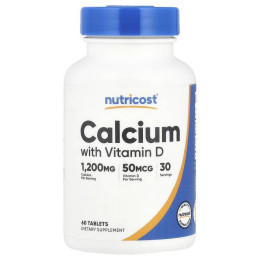 Кальций и витамин D Nutricost Calcium with Vitamin D, 60 Tablets Nutricost