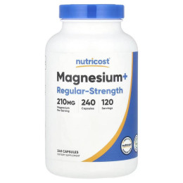Магний Nutricost Magnesium+, Regular-Strength, 240 Capsules (105 mg per Capsule) Nutricost