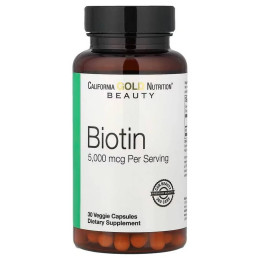 Биотин California Gold Nutrition Biotin, 5000 mcg, 30 Veggie Softgels California Gold Nutrition