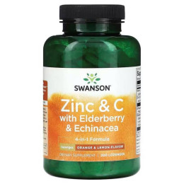 Цинк + Витамин С с Бузиной и Эхинацеей Swanson Zinc & C With Elderberry & Echinacea 200 Lozenges (Orange & Lemon) Swanson