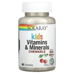 Детские витамины и минералы Solaray Kids Vitamins & Minerals 60 Chewables (Black Cherry) Solaray