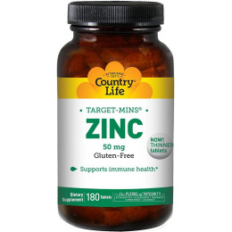 Цинк Target-Mins Zinc, 50 mg, 180 Tablets Country Life