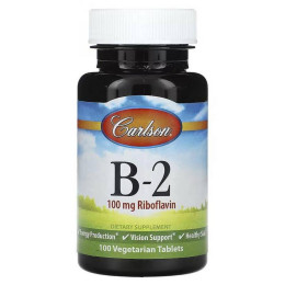 Витамин В2 Carlson Vitamin B-2, 100 mg, 100 Vegetarian Tablets Carlsson