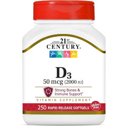 21st Century Витамин Д Vitamin D3 2000 IU 250 sgels 21st Century