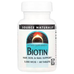 Биотин Source Naturals Biotin 5000 mcg 60 Tablets Source Naturals