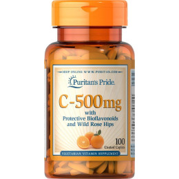 Витамин С VITAMIN C-500 mg with Bioflavonoids and Rose Hips 100 Caplets Puritan's Pride