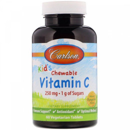 Жевательный витамин С Kids Chewable Vitamin C Natural 250 mg 60 Tablets (Tangerine) Carlsson