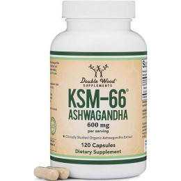 Ашваганда Double Wood Supplements Ashwagandha KSM-66 600 mg (на 2 капсулы), 120 capsules. Double Wood Supplements