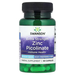Цинк Swanson Extra Strength Zinc Picolinate, 50 mg, 60 Capsules Swanson