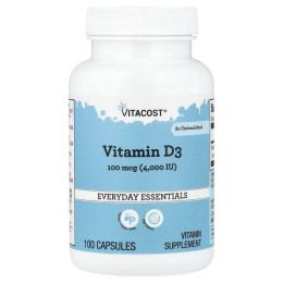 Vitamin D3, 100 mcg (4,000 IU), 100 Capsules Vitacost