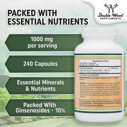 Женьшень Double Wood Supplements Korean Panax Ginseng 1000 mg — 240 caps
