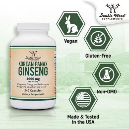 Женьшень Double Wood Supplements Korean Panax Ginseng 1000 mg — 240 caps
