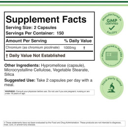Хром Double Wood Supplements Chromium Picolinate 1000 mcg — 300 caps