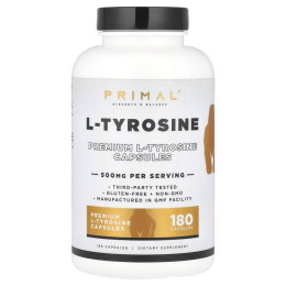 L-тирозин PrePrimal L-Tyrosine, 500 mg , 180 Capsules