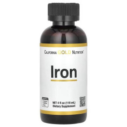 Железо и корень желтого щавеля California Gold Nutrition Iron as Ferrous Bisglycinate Chelate and Yellow Dock Root 118 ml California Gold Nutrition