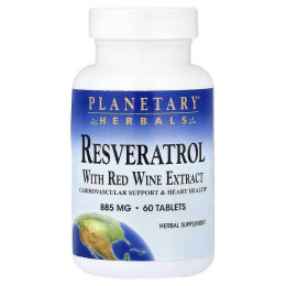 Ресвератрол с экстрактом красного вина Planetary Herbals Resveratrol With Red Wine Extract, 60 Tablets Planetary Herbals