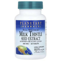 Екстракт насіння розторопші Planetary Herbals Full Spectrum™ Milk Thistle Seed Extract, 60 Tablets Planetary Herbals