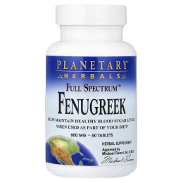 Пажитник Planetary Herbals Full Spectrum™, Fenugreek, 600 mg, 60 Tablets Planetary Herbals