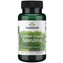 Certified Organic Spirulina 500 mg 180 Tabs Swanson