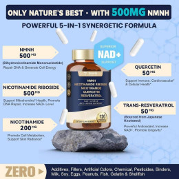 Нікотинамід рибозид, кверцетин та ресвератрол Totaria Health NMNNH Nicotinamide Riboside Nicotinamide Quercetin Resveratrol 120