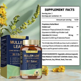 Екстракт коров’яку Totaria Health Mullein Leaf Lung & Cleanse 20:1 extract 90 caps 45 serv