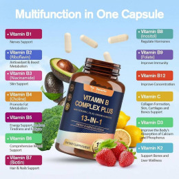 Комплекс витаминов группы B Totaria Health Vitamin B Complex Plus 13 in 1 120 caps 60 serv