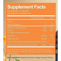 Альфа-липоевая кислота Totaria Health Alhpa Lipolic Acid 1000 mg 6 in 1 formula 120 caps 60 serv