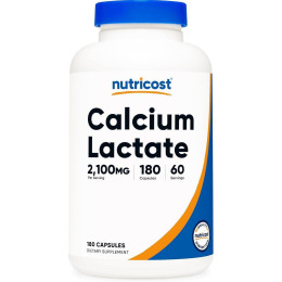 Кальцій Nutricost Calcium Lactate, 180 Capsules (700 mg per Capsule)