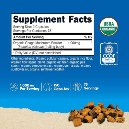 Екстракт гриба чага Nutricost Chaga Mushroom, 150 Capsules (500 mg per Capsule)