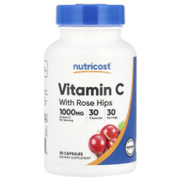 Вітамін С з шипшиною Nutricost Vitamin C With Rose Hips, 30 Capsules