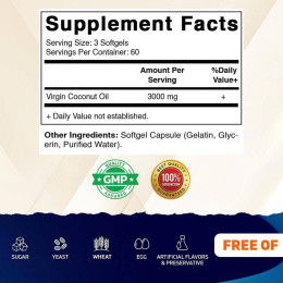 Кокосовое масло первого отжима Vitamatic Virgin Coconut Oil 180 капсул Vitamatic