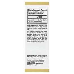 Вітамін D3 California Gold Nutrition Vitamin D3 50 мкг 30 мл, Citrus California Gold Nutrition
