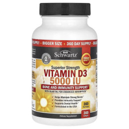 Витамин D3 BioSchwartz Superior Strength Vitamin D3 5,000 IU 360 капсул BioSchwartz