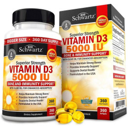 Витамин D3 BioSchwartz Superior Strength Vitamin D3 5,000 IU 360 капсул BioSchwartz