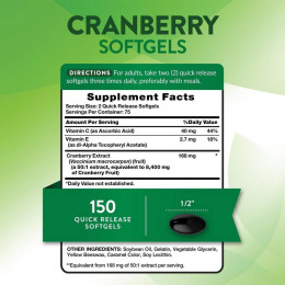 Комплекс клюквы с витамином C Nature's Truth Cranberry Softgels Plus Vitamin C, 150 Quick Release Softgels Nature's Truth