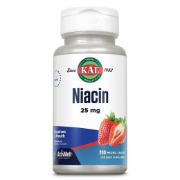 Ниацин KAL Niacin 25 mg 200 Micro Tablets (Strawberry) KAL