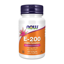 NOW E-200 (134 mg) With d-alpha Tocopherols (100 softgels)