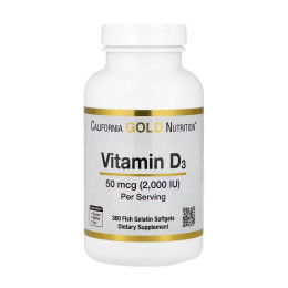 California Gold Nutrition Vitamin D3 50 mcg (2,000 IU) (360 fish gelatin softgels)
