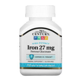 Iron 27 mg Ferrous Gluconate - 110 tabs 21st Century