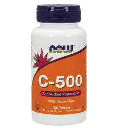 Вітамін C-500 із шипшиною NOW C-500 with Rose Hips 100 tabs NOW