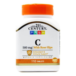 Vitamin C with Rose Hips, 500 mg 110 Tablets 21st Century