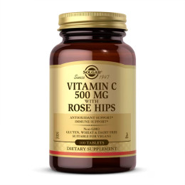 Вітамін С, Vitamin C with Rose Hips 500mg - 100 tabs Solgar