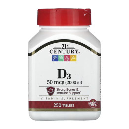 D3 50 mcg (2000 IU) - 250 tabs 21st Century