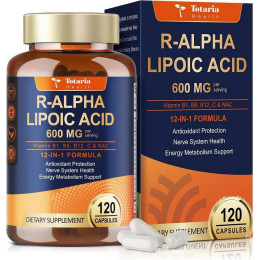Альфа-ліпоєва кислота Totaria Health R-Alhpa Lipolic Acid 600 mg 12 in 1 formula 120 caps 40 serv
