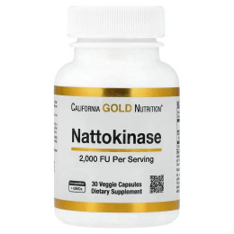 Ферментна добавка California Gold Nutrition Nattokinase, Proteolytic Enzyme, 2,000 FUs, 30 Veggie Capsules California Gold Nutrition