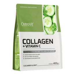 Для суглобів та зв'язок Ostrovit Collagen + Vitamin C 400g (Огірок-м'ята) OstroVit