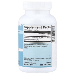 Vitamin D3 Mini Gels, 125 mcg (5,000 IU), 365 Softgels Vitacost