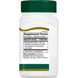 Ашваганда Ashwagandha Extract, Standardized, 60 Vegetarian Capsules (500 mg per Capsule) 21st Century